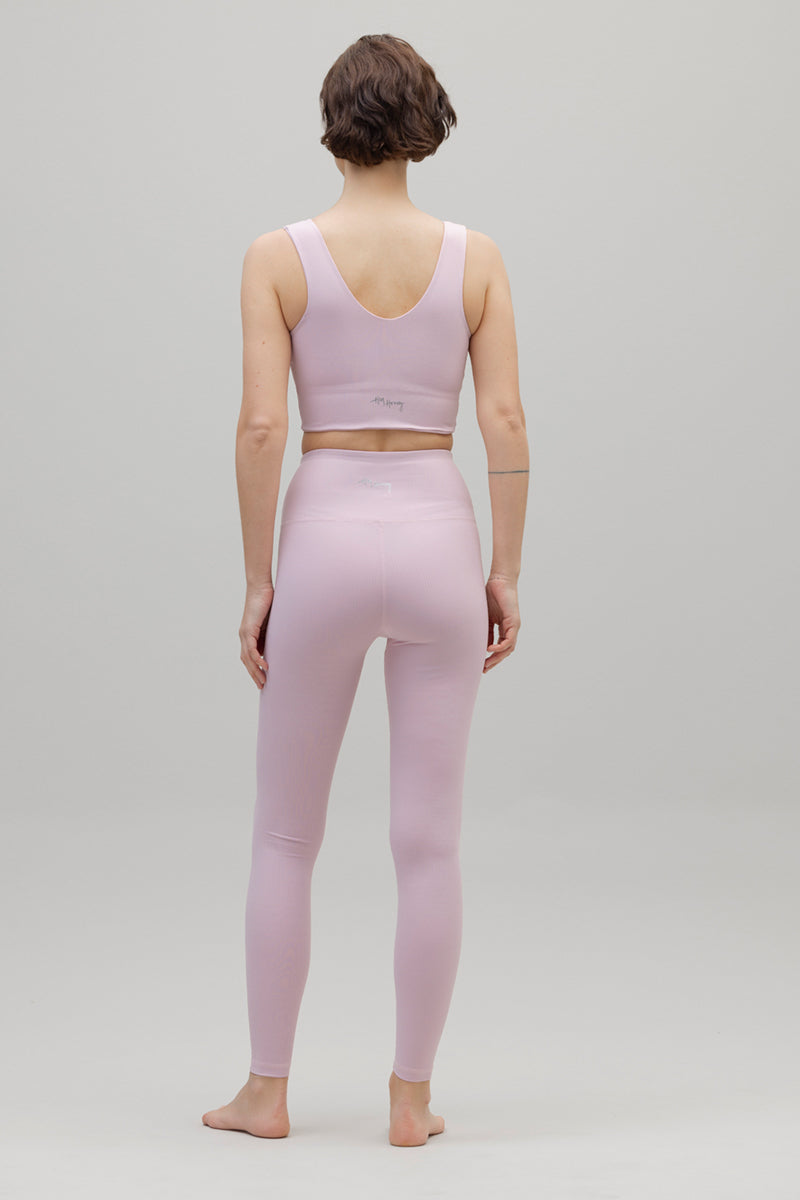 High-Waist Leggings Ribbed Dawn Pink