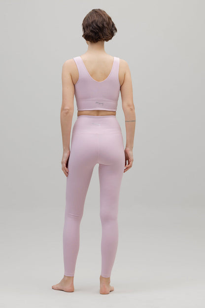 High-Waist Leggings Ribbed Dawn Pink