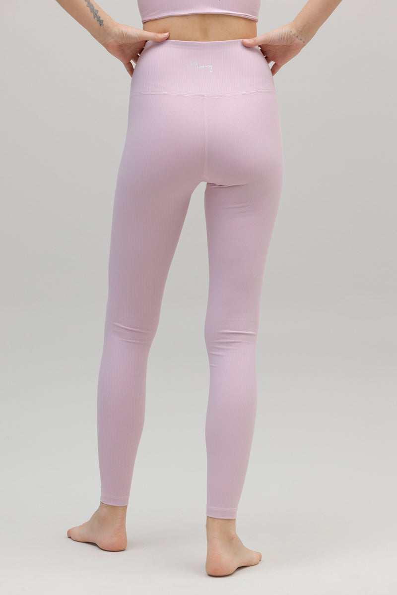 High-Waist Leggings Ribbed Dawn Pink