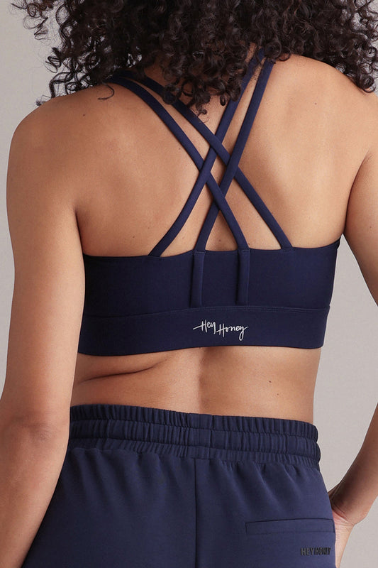 Criss-Cross Bra Always Dressed Baritone Blue